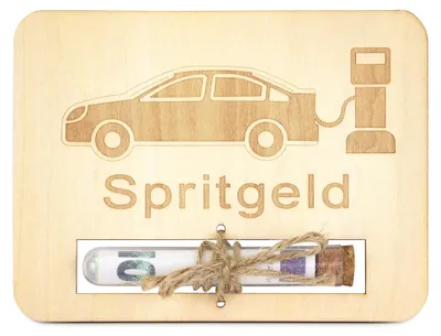Image de Emballage cadeau pour cartes-cadeaux essence - Design en bois avec motif de voiture - idéal pour les jeunes conducteurs