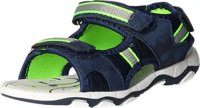 Produktbild von Blaue Sandalette aus glattem Kunstleder mit Klettverschluss, absatzlos