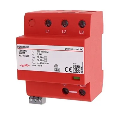 Produktbild von Dehn 941305 DSH TNC 255 FM ogranicznik kombinowany DEHNshield typ 1+2 dla 3-fazowych układów TN-C (941305)