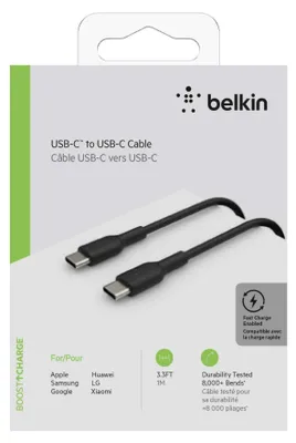 Immagine prodotto di Belkin BOOST CHARGE - Cavo USB - USB-C (M) bis USB-C (M) - 1 m - Schwarz