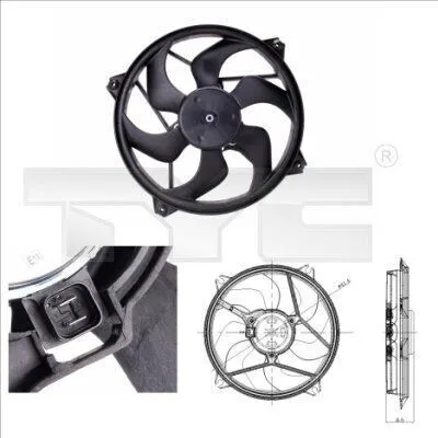 Produktbild von TYC 805-0001 Lüfter Motorkühlung Kühlerlüfter für CITROËN BERLINGO (B9) Wasserkühler Ø414mm
