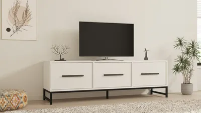 Produktbild von Skye Decor, Melody - White, Fernsehtisch, Weiß, 100 % MELAMINBESCHICHTETE SPANPLATTEN, 160 x 40 x 50 cm