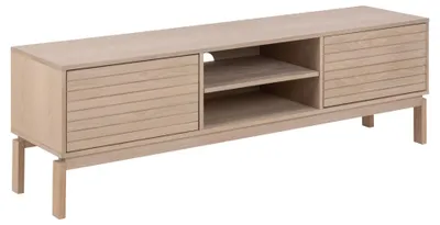 Image de Linley table TV 2 portes, 2 tablettes plaqué chêne.