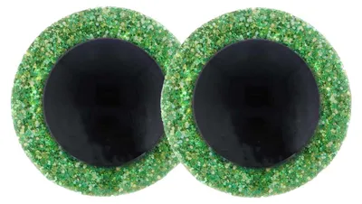 Glitzeraugen 40 Stück m. Gegenstück 15 mm grün