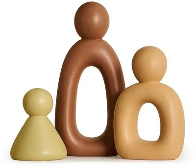 Immagine prodotto di Ibenzoa® Set di 3 sculture decorative astratte in resina, beige/marrone – elementi decorativi minimalisti per soggiorno, camera da letto e ufficio