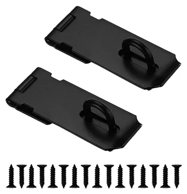 Productafbeelding van 2 zwarte deuropsluiters (10 cm) met schroeven