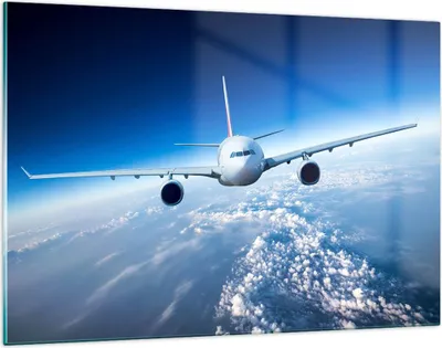 Produktbild von Bilder auf glas - Flugzeug himmel wolken flug - 120x80cm - Glasbilder - Wandbilder - Kunstdruck - zum Aufhängen bereit - Wanddekoration aus Glas - Glas Bilder - Wandbild auf Glas - GAA120x80-2723
