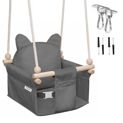 Immagine prodotto di MAMOI Altalena per bambini con cintura di sicurezza, altezza regolabile 150–190 cm, altalena per la casa, struttura stabile, seduta in velluto