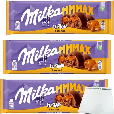 Produktbild von Milka Luflee Caramel 3er Pack (3x250g Großtafel) + usy Block