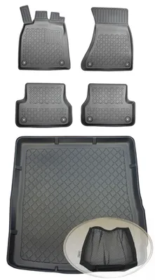Produktbild von SET Kofferraumwanne Gummifußmatten für Audi A6 C7 4G Avant Kombi 5-türer 2011- ohne Schienennutzung (bei Vorhandensein von Schienen werden diese von der Kofferraumwanne bedeckt)