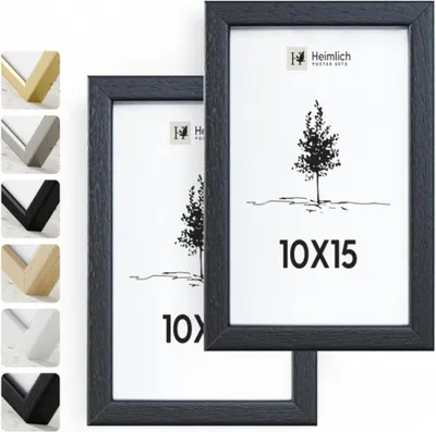 Produktbild von Heimlich® Bilderrahmen 10x15 Schwarz 2-Pack | Holz Bilderrahmen Set mit Plexiglas | Fotorahmen 10x15 zum Aufhängen & Aufstellen | Picture Frame 10x15