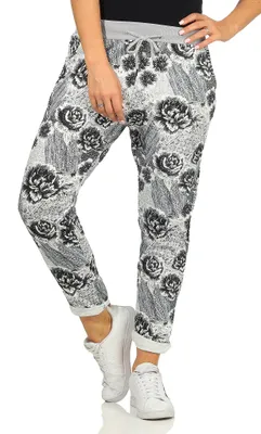 Produktbild von Mississhop 287 Damen Hose Cargohose Blumen Sweatpants Jogginghose Baumwolle Frei