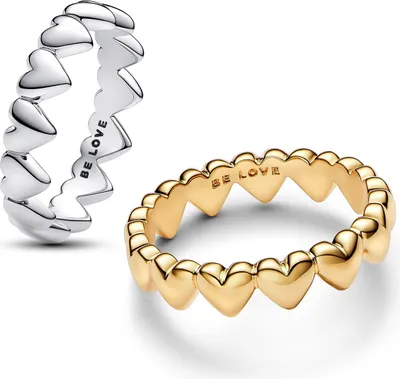 Pandora 68618 Damen Ring-Set Herzensreihe Zweifarbig 1