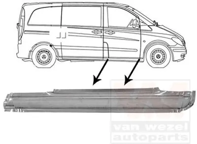 Produktbild von VAN WEZEL 3080102 Schweller Reparaturblech Einstiegblech Rechts passend für MERCEDES-BENZ VIANO (W639) VITO Bus (W639) VITO / MIXTO Kasten (W639)