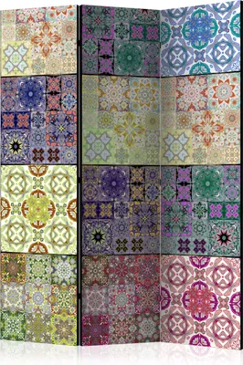 Produktbild von 3-teiliger Doppelseitiger Vlies Paravent - Cornucopia 135x172 cm Muster f-C-0013-z-b