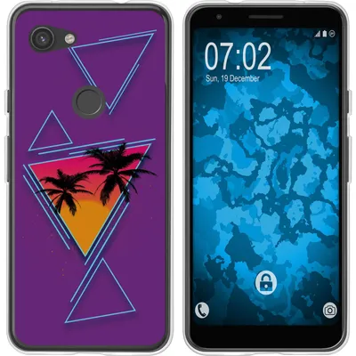Produktbild von PhoneNatic Case kompatibel mit Google Pixel 3a Silikon-Hülle Retro Wave Palmen M3