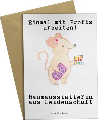Produktbild von Mr. & Mrs. Panda Grußkarte Raumausstatterin Leidenschaft - Weiß - Geschenk, hochzeitskarten, weihnachtskarten, dankeskarten, osterkarten, einladungskarten