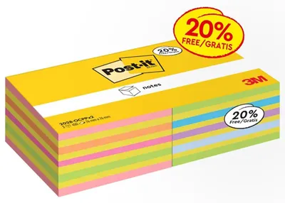 Produktbild von Post-It 2028-OCPPX2, Quadratisch, Blau, Grün, Orange, Pink, 76 mm, 76 mm, 450 Blätter, PEFC