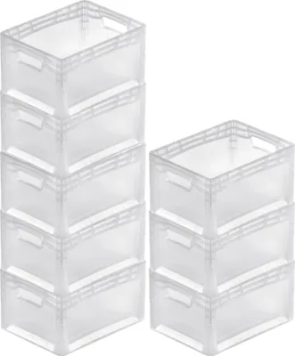 Produktbild von SuperSparSet 8x Transparenter Eurobehälter LightLine mit offenem Griff | HxBxT 22x30x40cm | 24 Liter | Eurobox, Transportbox, Transportbehälter, Stapelbehälter