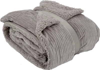 Produktbild von heimtexland ® super dicke Cord Kuscheldecke mit flauschigem Sherpa Fell Wohndecke 200x150 Decke Typ767 Taupe