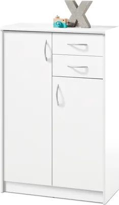 Produktbild von Kommode - Weiß matt - 74 x 112 cm - 2 Türen - 2 Schubladen - 5 Einlegeböden