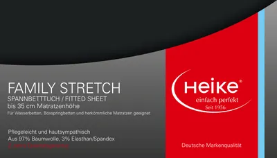 Marketing image for a fitted sheet with brand logo and product details.