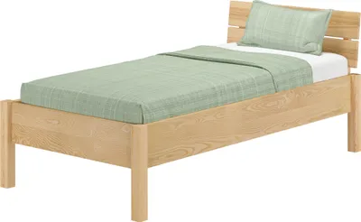 Produktbild von Metallfreies Einzelbett Eschenholz mit Rost 100x200 Holzbett V-60.90-10K