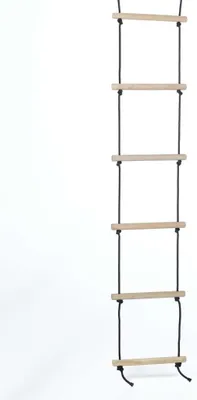 Produktbild von Dice Klettergerüst Zubehör  Strickleiter mit Holzsprossen - 6 Sprossen Holz mit schwarz geflochtenem Seil