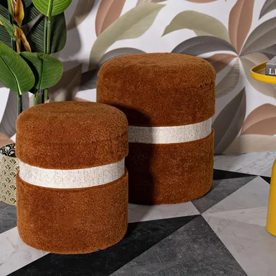 Immagine prodotto di Luder - Pouf Contenitore, 40x40x47h cm Marrone Terracotta, set da 2