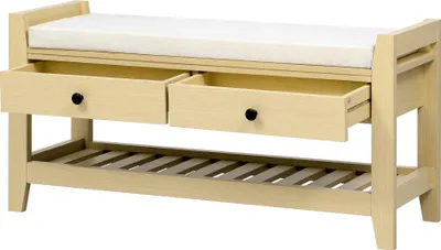 Produktbild von AIORBER Schuhbank mit Sitzfläche und Stauraum, Sitzbank mit Polster, Schuhregal mit Schubladen, Aufbewahrung Flur, 101x35x50cm, Natur