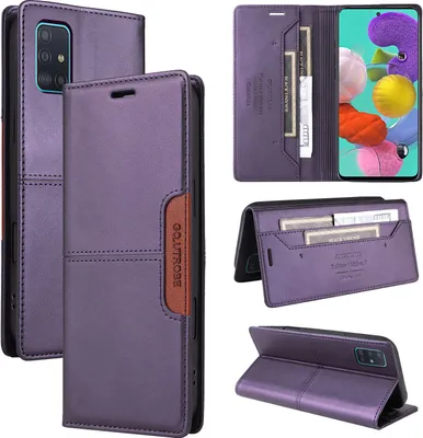 Produktbild von Handyhülle für Samsung Galaxy A51 4G Hülle, Leder Flip Wallet Kartenfach Stand Schutzhülle Lila