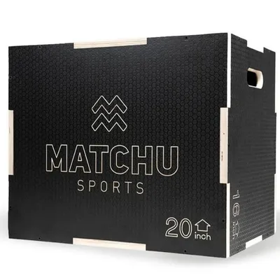 Produktbild von Matchu Sports 3-in-1 Plyo Box aus Holz – Sprungbox 41/51/61 cm – rutschfest und belastbar bis 300 kg – Schwarz