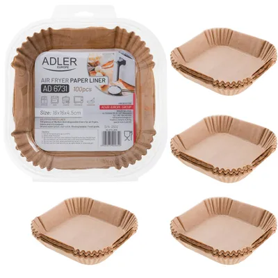 Zdjęcie produktu dla Wkłady papierowe do frytkownicy Airfryer Adler, średnica 16 cm, do 240°C, biodegradowalne, 500 sztuk, AD 6731