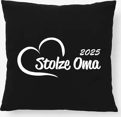 Produktbild von Huuraa Kissen Stolze Oma 2025 Herz 40x40cm mit Füllung Black Baumwolle Dekokissen Geschenkidee