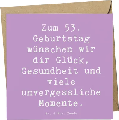 Produktbild von Mr. & Mrs. Panda Grußkarte Spruch 53. Geburtstag Glück - Lavendeltraum - Geschenk, faltkarte, Klappkarte, Lebensjahr, Glückwunschkarte, Glückwunsch, Geburtstagsspruch