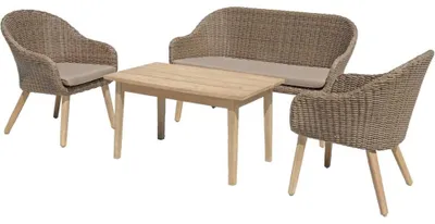 Produktbild von Garden Pleasure Sitzgruppe Pueblo, natur Kunststoff, Holz, 4-teilig