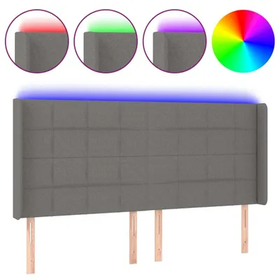 Produktbild von LED Kopfteil Dunkelgrau 203x16x118/128 cm Stoff