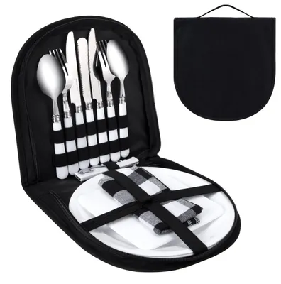 Image de Ensemble de couverts de camping en acier inoxydable, comprenant 13 pièces