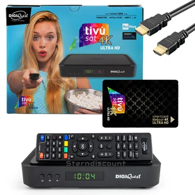 Produktbild von Digiquest Q99 4K Tivusat Receiver inkl. aktivierter Karte neuste Generation 2026 RAI Mediaset TVSAT + HDMI Kabel Sterndiscount