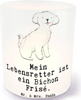 Produktbild von Mr. & Mrs. Panda Windlicht Glas Bichon Frisé Lebensretter - Transparent - Geschenk, aus, kerzenhalter, stimmungslicht