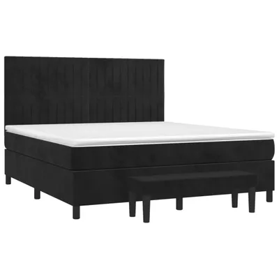 Produktbild von vidaXL Boxspringbett mit Matratze Schwarz 160x200 cm Samt