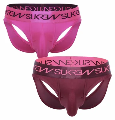 Produktbild von SUKREW - Herren Thongs Unterwäsche - V-Thong Vorteilspack 1x Party Pink + 1x Claret - Größe L