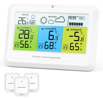 Productafbeelding van Digitale thermometer en hygrometer met draadloos weerstation en 3 buitensensoren
