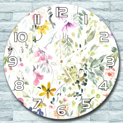 Produktbild von Wanduhr aus Glas Rund fi 30 Feldblumen Kunst Quarz Deko Schlafzimmer Büro