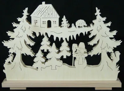 Obrázek produktu pro Svíčkový oblouk se sněhulákovým lesním domečkem a osvětlením ŠxVxH 44x31x7cm NOVINKA