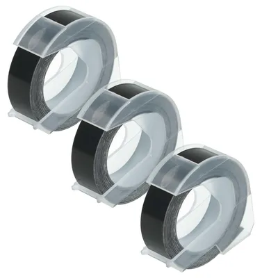 Produktbild von vhbw 3x 3D Prägeband-Schriftband-Kassette Ersatz für Dymo 0898132 für Etiketten-Drucker 3m x 12mm Weiß auf Schwarz