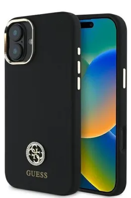 Zdjęcie produktu dla Etui Guess 4G Silicone Strass do iPhone 16 czarny