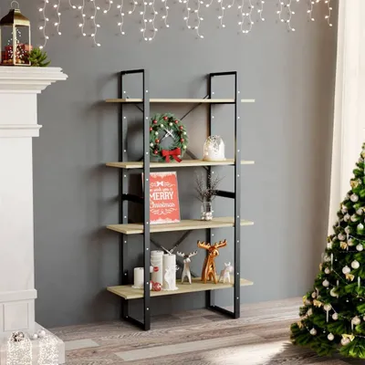 Productafbeelding van Maison Exclusive - Boekenkast met 4 vakken, Sonoma-eikenhout, 80x30x140 cm, houtvezel