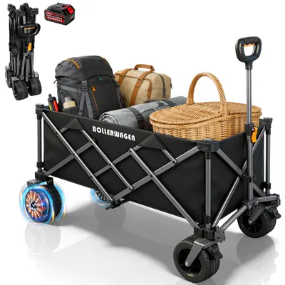 Produktbild von Elektro Bollerwagen 3-Gänge, 280L, Last 80KG, Kompatibel mit Makita Akku, 50W Bürstenlos-Motor, Faltwagen Campingwagen fur Camping Strand Einkauf