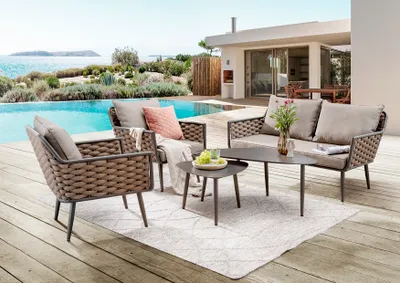 Produktbild von Destiny Sofa Set RAVENNA 2-Sitzer, 2 Sessel, 2 Tische, inkl. Auflagen, coffee